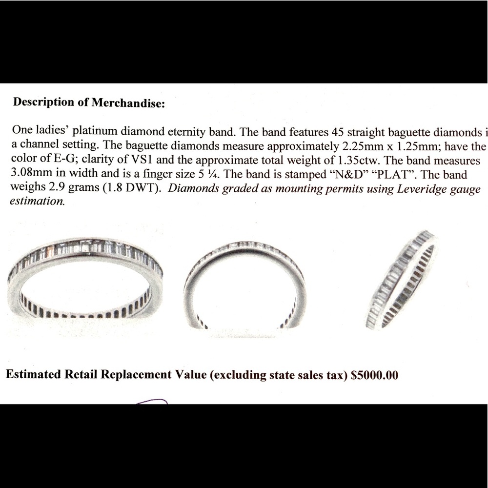 EUC Platinum Diamond Wedding Band VS1 - Picture 4 of 6